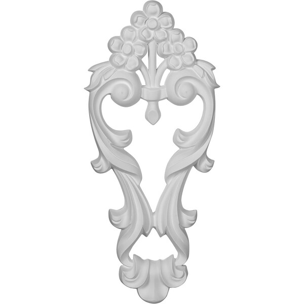 Ekena Millwork 7 1/8"W x 16"H x 1 1/8"P Medium Flowers with Flowing Leaves Drop Onlay ONL07X16X01FL - main